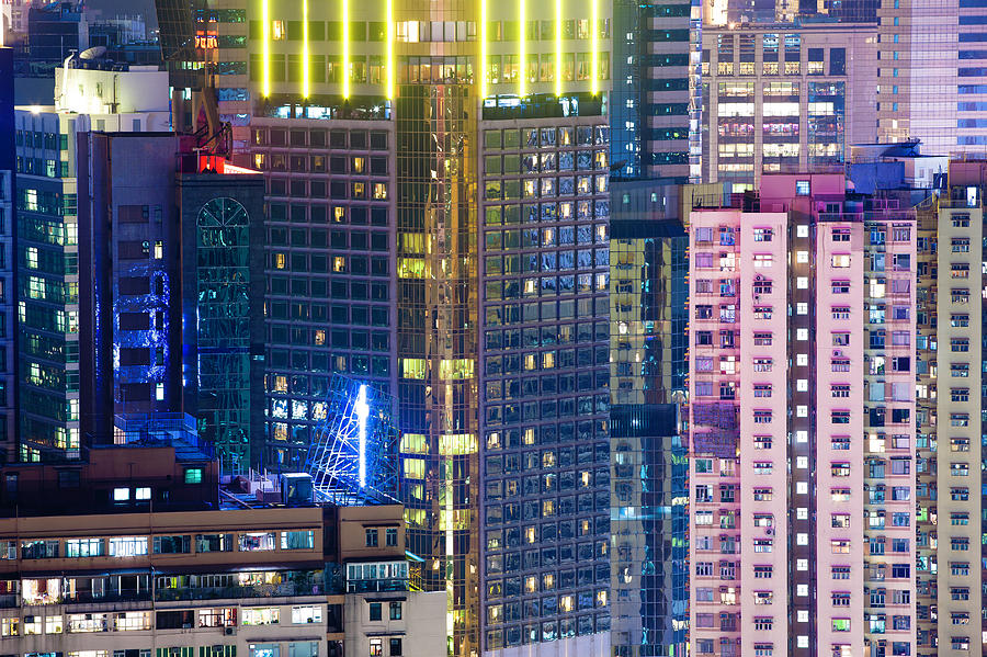 Colorful Office Building In Night Photograph by 4x-image