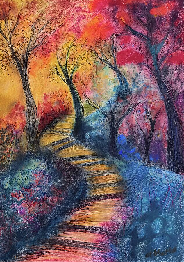 Colorful Path Through Vibrant Forest Drawing by Trendy Art Colorful Path Through Vibrant Forest Drawing by Trendy Art