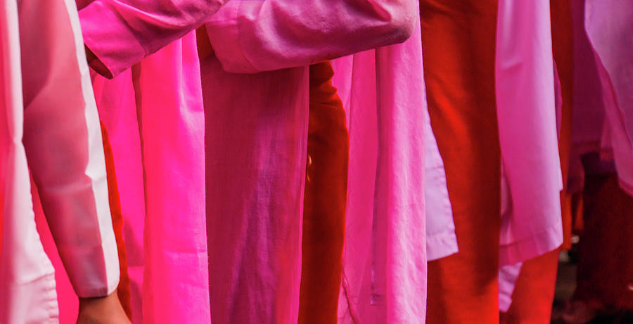 colorful robes of Burmese Buddhist nuns Photograph by Ann Moore