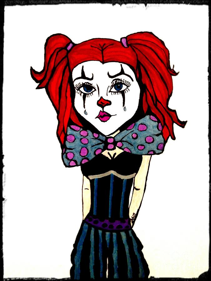Colorful Sad Clown Drawing by Shylee Charlton | Fine Art America
