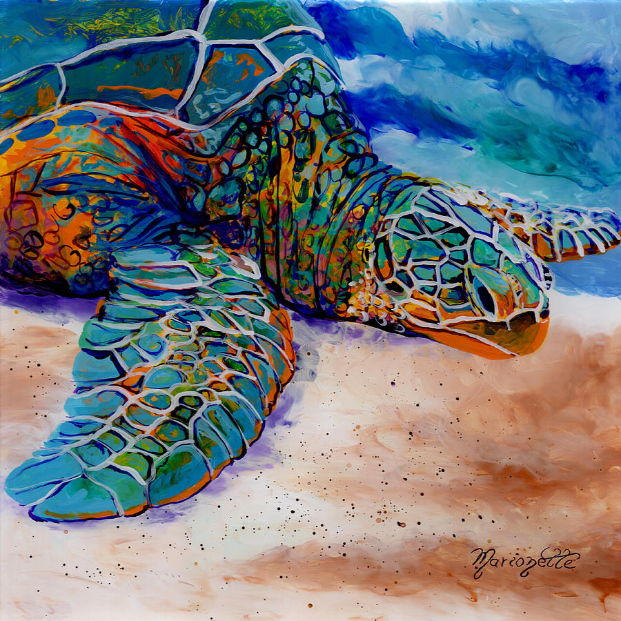 Colorful Sea Turtle Painting by Marionette Taboniar