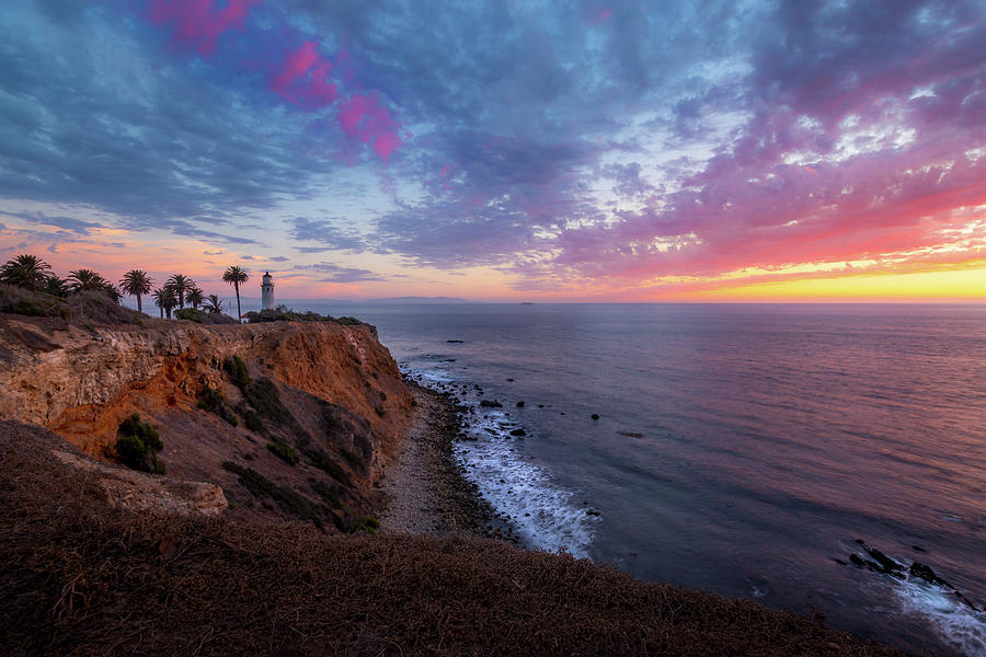Colorful Sky after Sunset at Point Vicente Lighthouse Photograph by Andy Konieczny