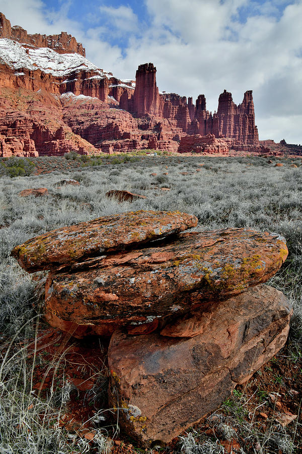 Colorful Stacked Boulders at Fisher Towers in Utah Photograph by Ray Mathis