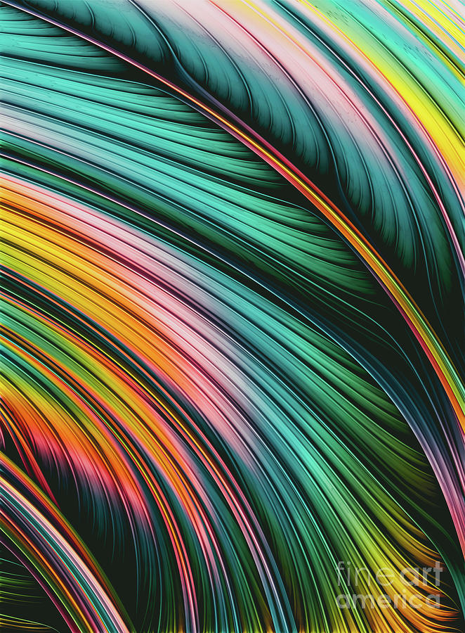 Colorful Strands Abstract Design Digital Art by Stephen Geisel