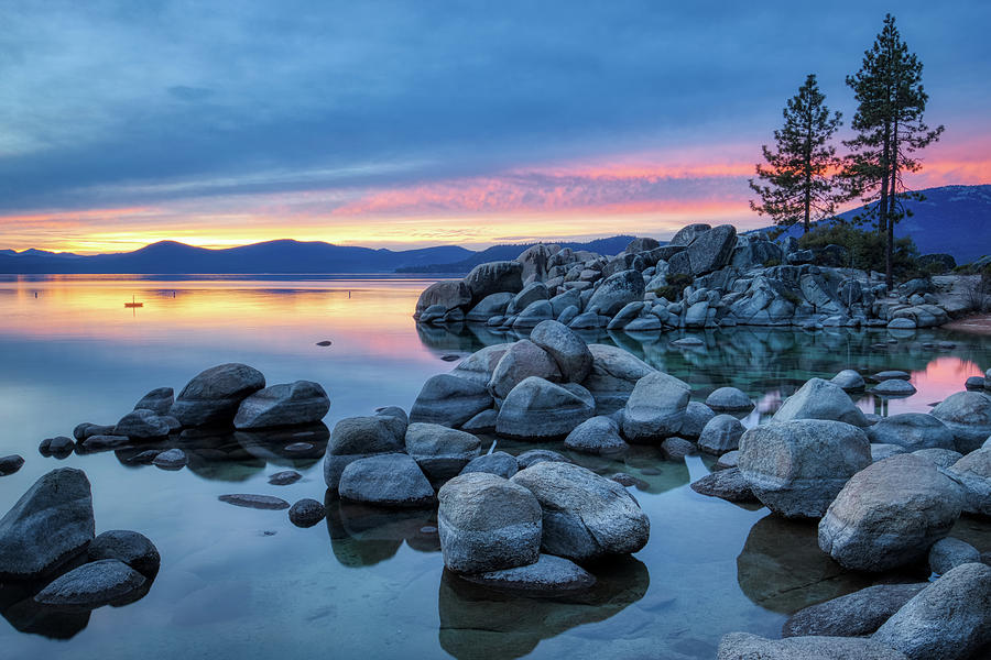 Colorful Sunset at Sand Harbor Photograph by Andy Konieczny