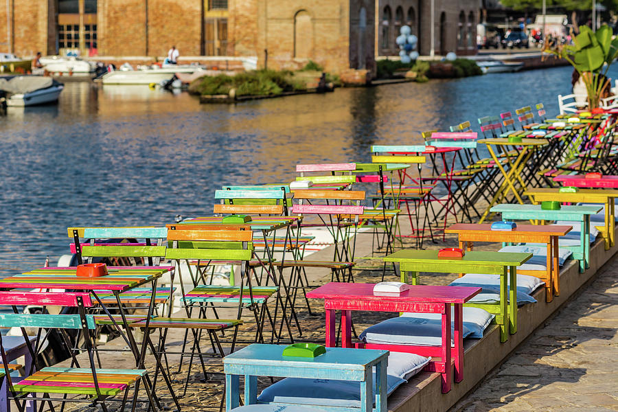 Colorful Tables On Sea Channel Photograph by Vivida Photo PC
