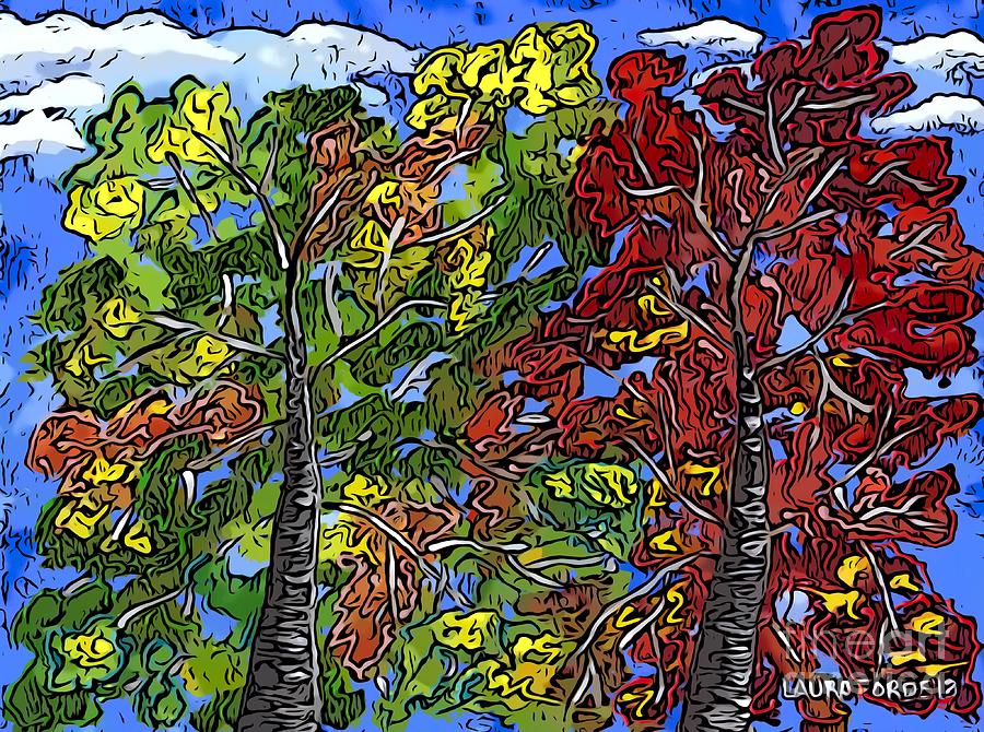 Colorful Trees Digital Art by Laura Forde