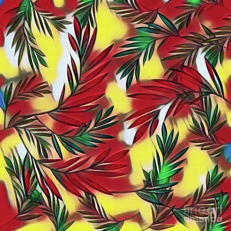 Colorful Tropical Leaves Palms 4 by Kaye Menner Digital Art by Kaye Menner