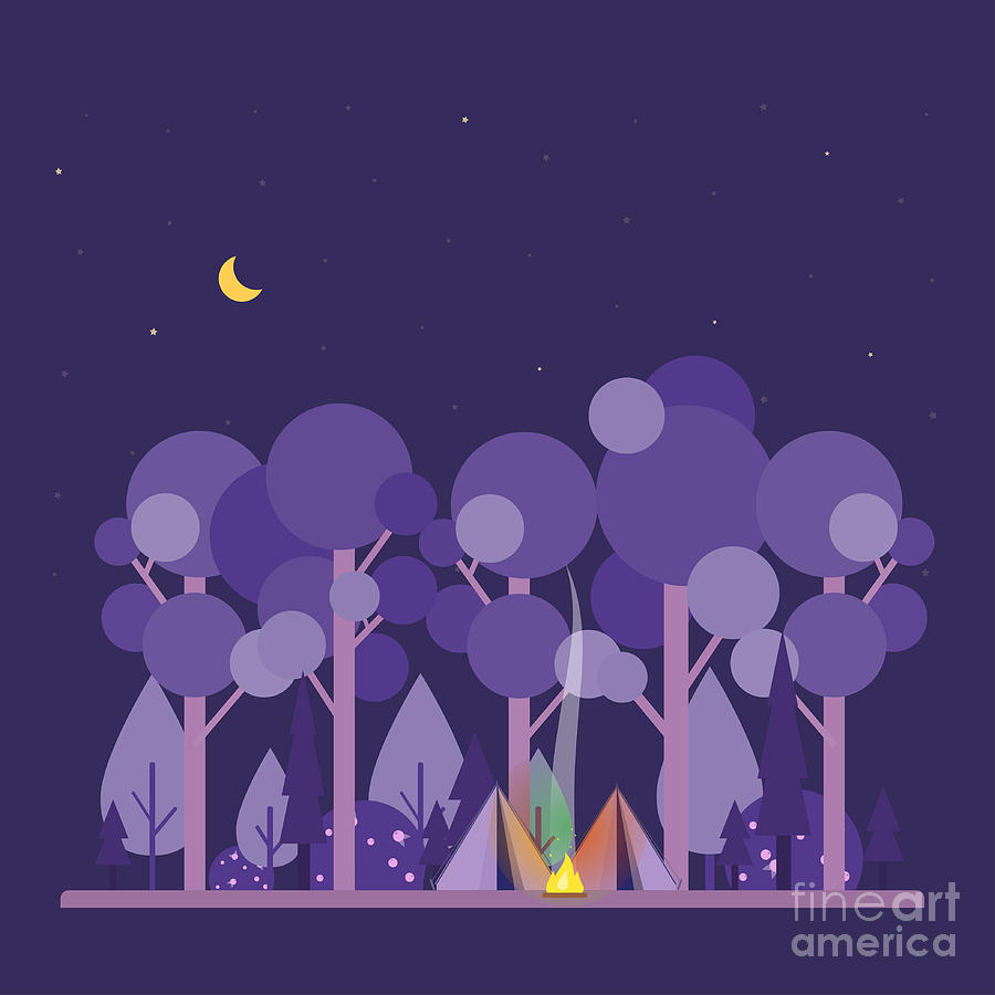 Symbol Digital Art - Colorful Vector Concept With Camping by Twins nika Symbol Digital Art - Colorful Vector Concept With Camping by Twins nika