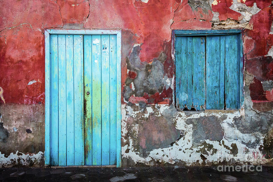 Colorful wall, door and shutters Photograph by Lyl Dil Creations