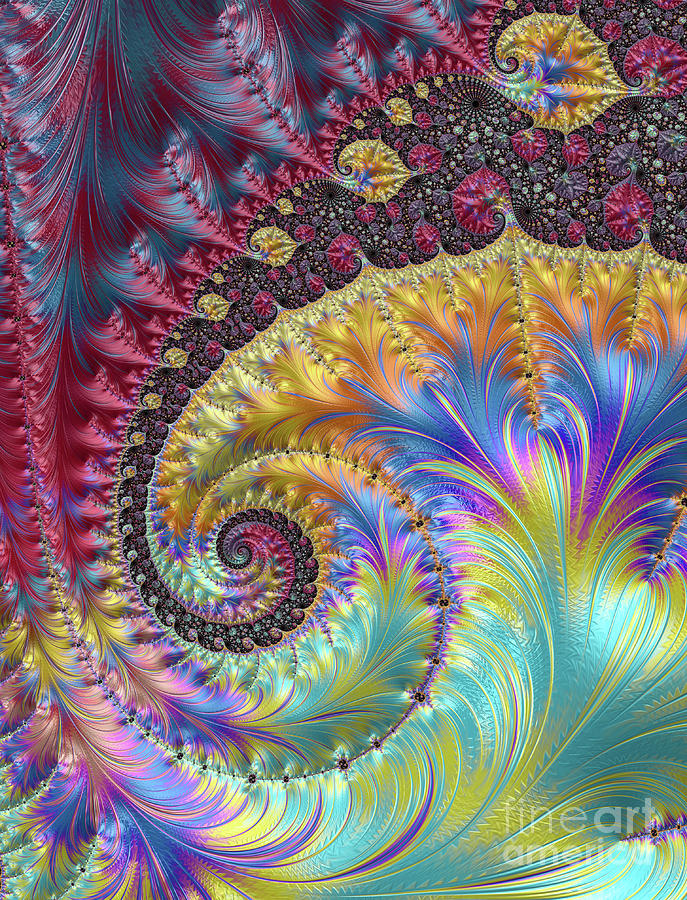 Abstract Digital Art - Colorful Wave by Elisabeth Lucas