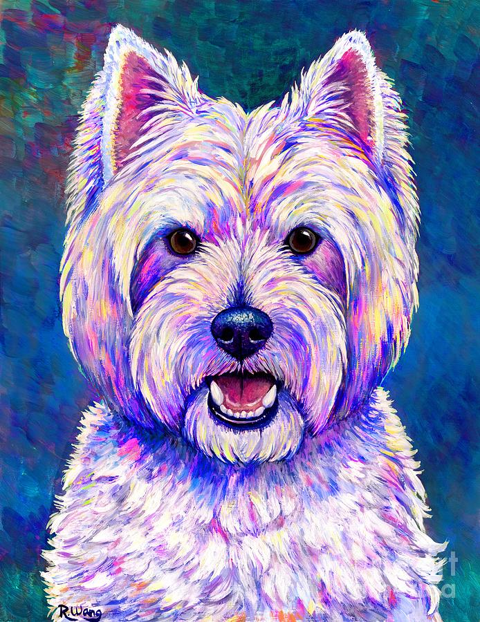 Happiness - Neon Colorful West Highland White Terrier Dog by Rebecca Wang Happiness - Neon Colorful West Highland White Terrier Dog by Rebecca Wang