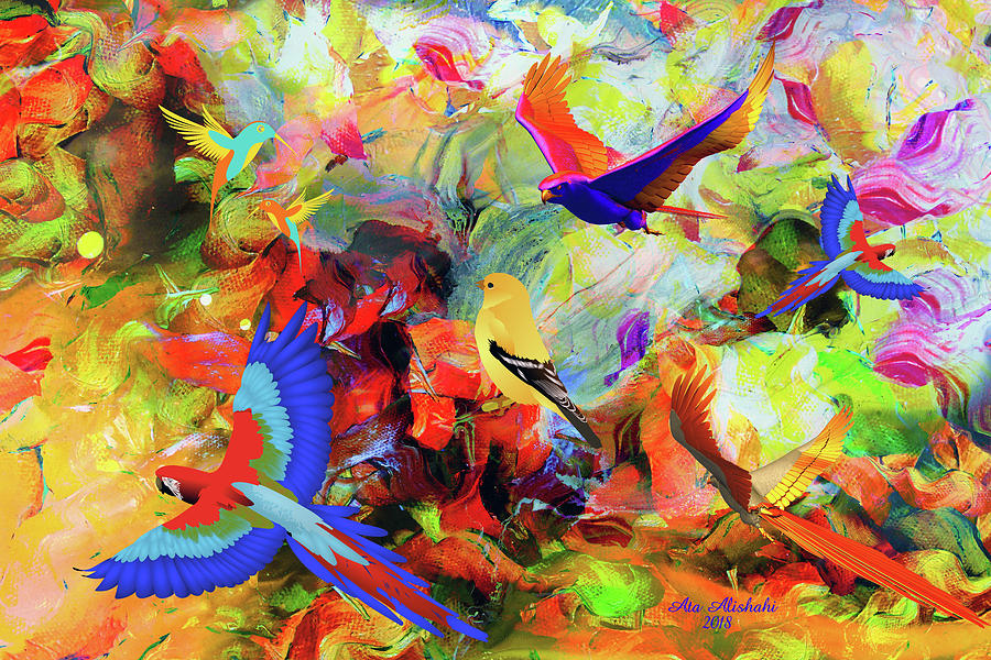 Colorful World Of Birds Mixed Media By Ata Alishahi Pixels