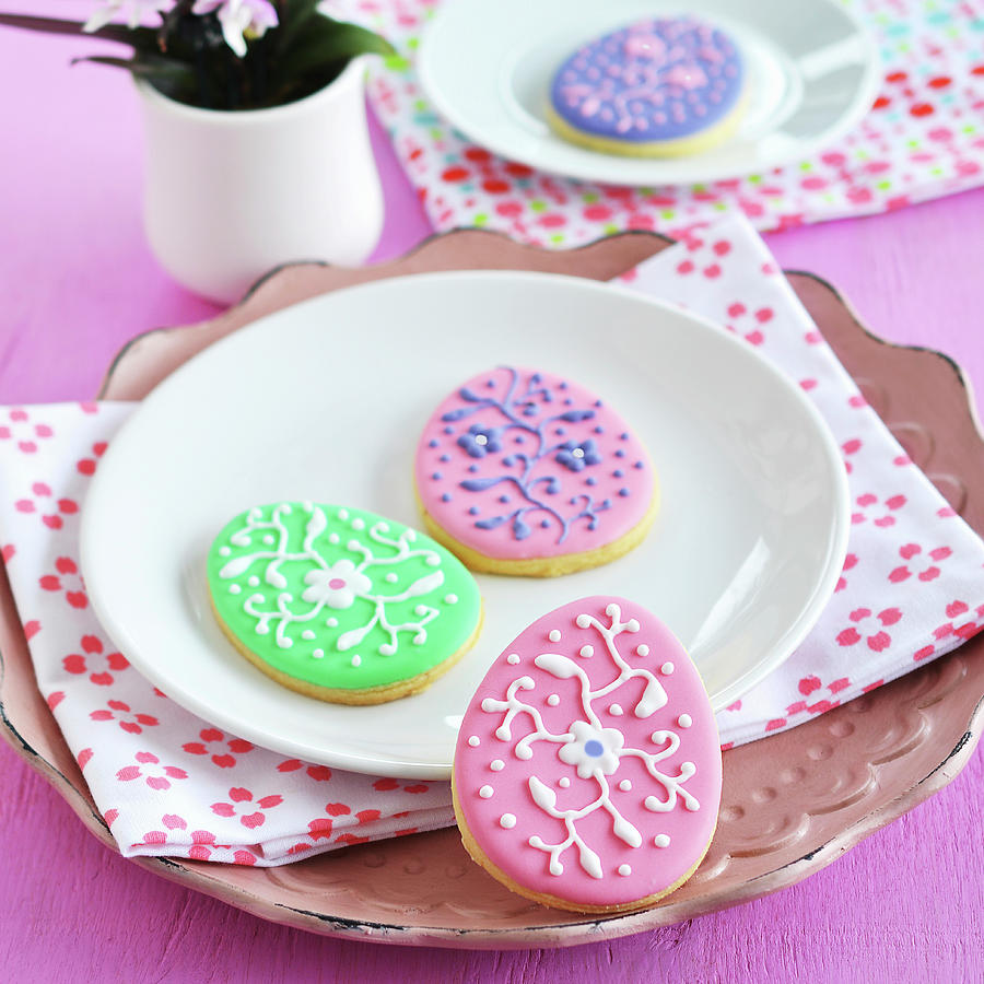 Colorfully Decorated Easter Egg Motif Cookies Photograph by Mariola Streim