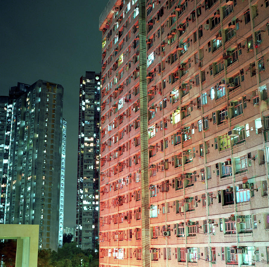 Colors Of A Housing Estate At Night Photograph by Kevin Liu