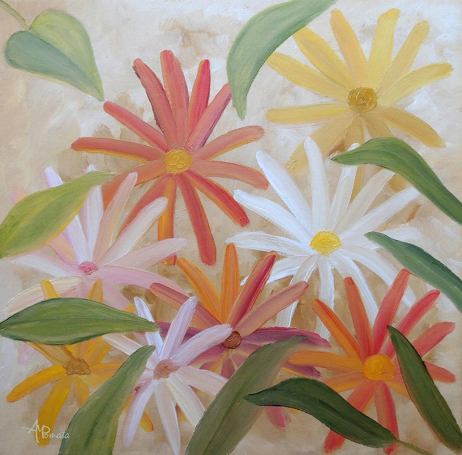 Flower Painting - Colors Of My Garden by Angeles M Pomata