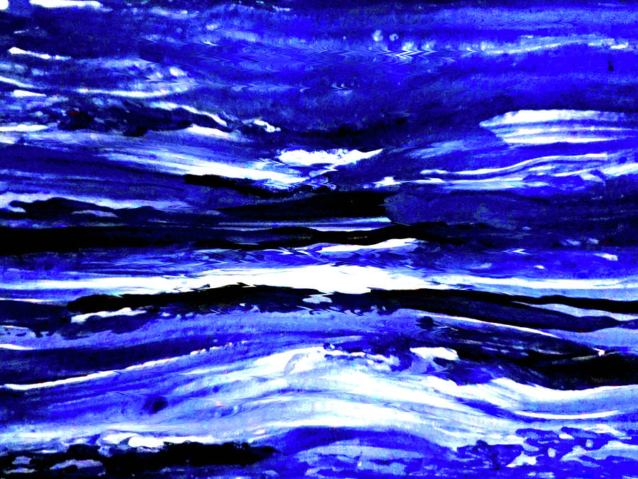 Colors of the Wind Blue Abstract Painting by Katy Hawk