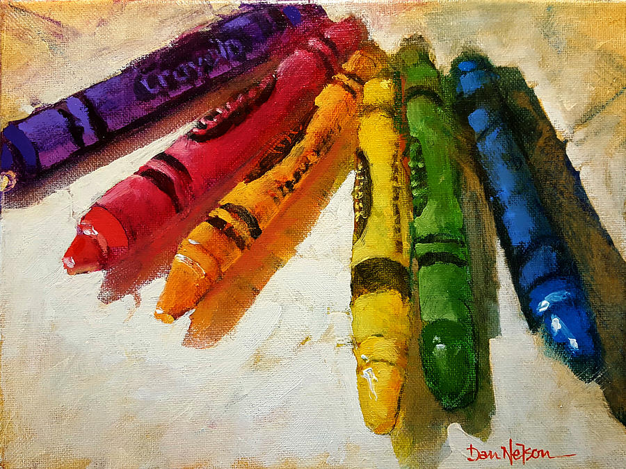 Colorwheel Crayons Painting by Dan Nelson