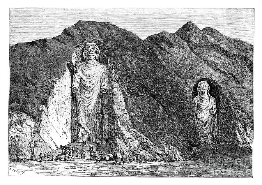 Colossal Idols, Upper Bamlan Valley Drawing by Print Collector