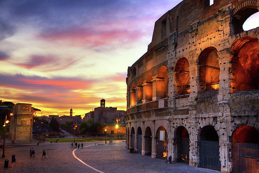 Architecture Photograph - Colosseum At Sunset by Christopher Chan