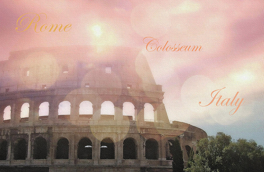 Colosseum Rome Italy Romantic Version Mixed Media by Johanna Hurmerinta