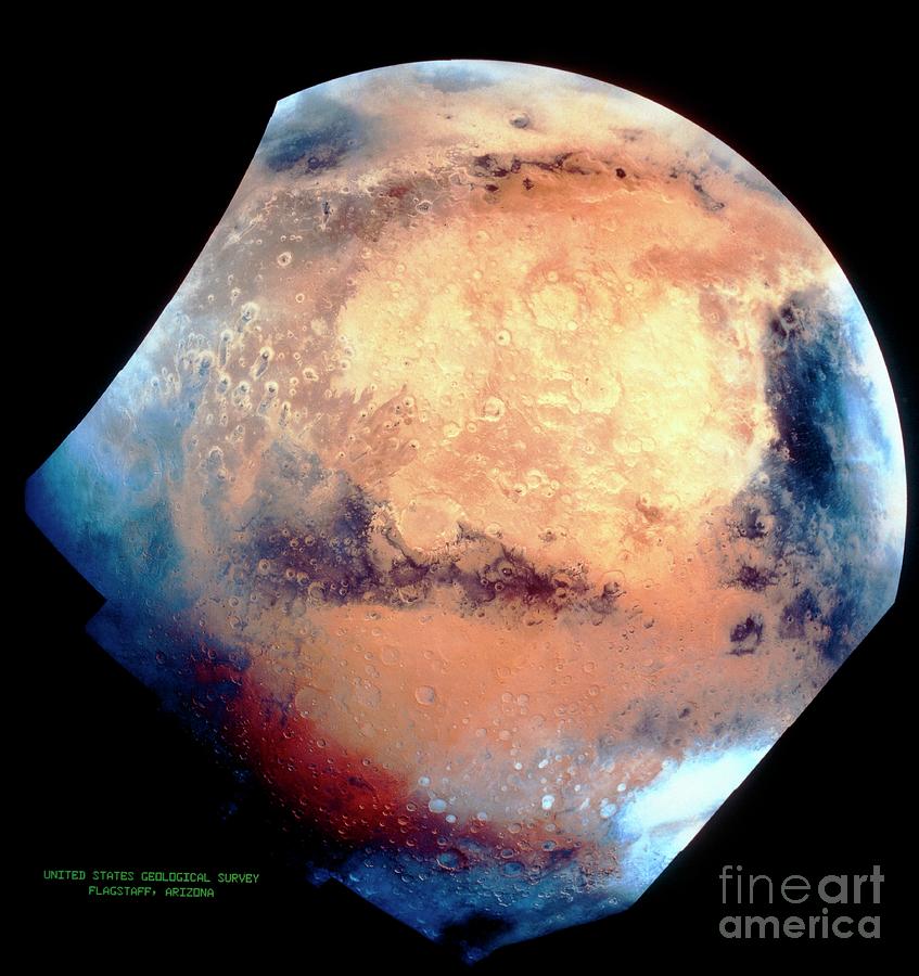 Colour-enhanced Image Of Mars Photograph by Us Geological Survey/science Photo Library