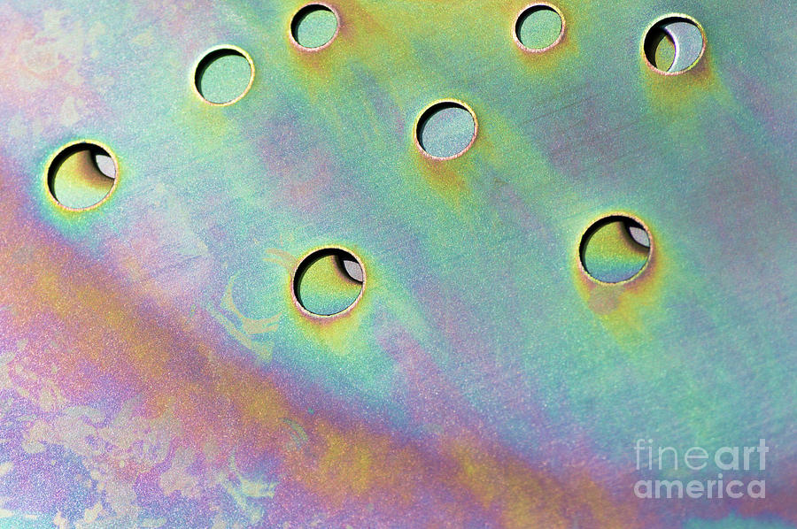 Coloured All Over - Pearlescent Colours On  A Metal Disc 3 Photograph by Wendy Wilton
