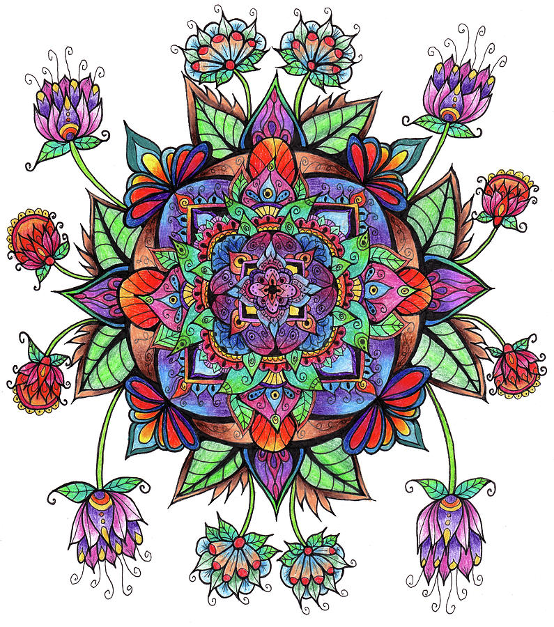 Abstract Mixed Media - Coloured Mandala 10 by Delyth Angharad