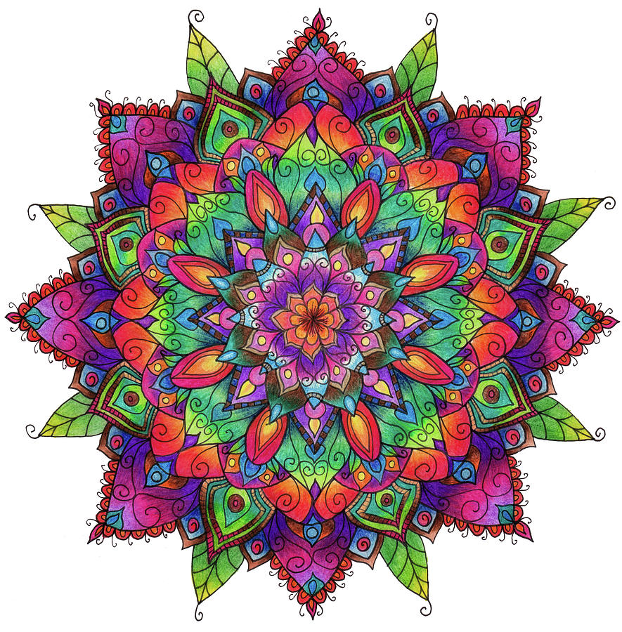 Abstract Mixed Media - Coloured Mandala 13 by Delyth Angharad