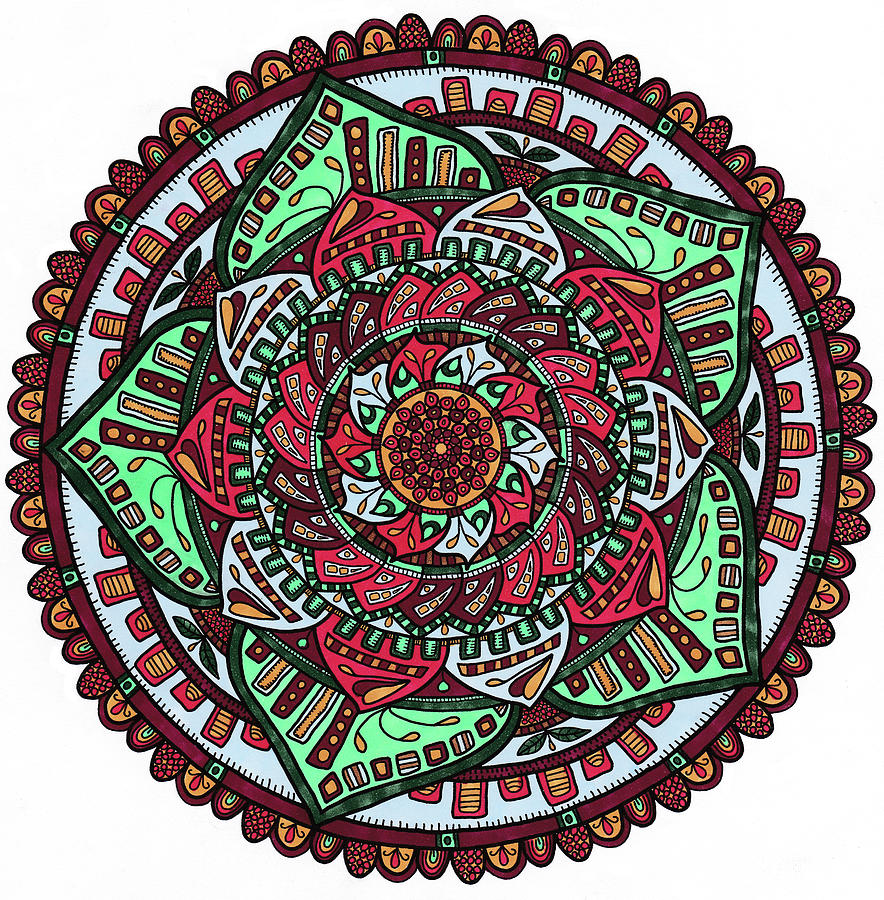 Abstract Mixed Media - Coloured Mandala 8 by Delyth Angharad