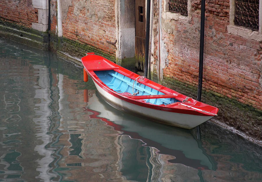 Colourful Boat On A Canal, Venice, Italy Photograph by Josef Willems