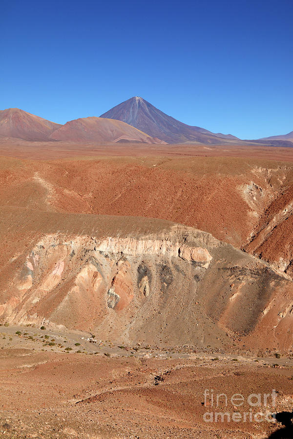 Colourful Canyon and Licancabur Volcano Chile Photograph by James Brunker