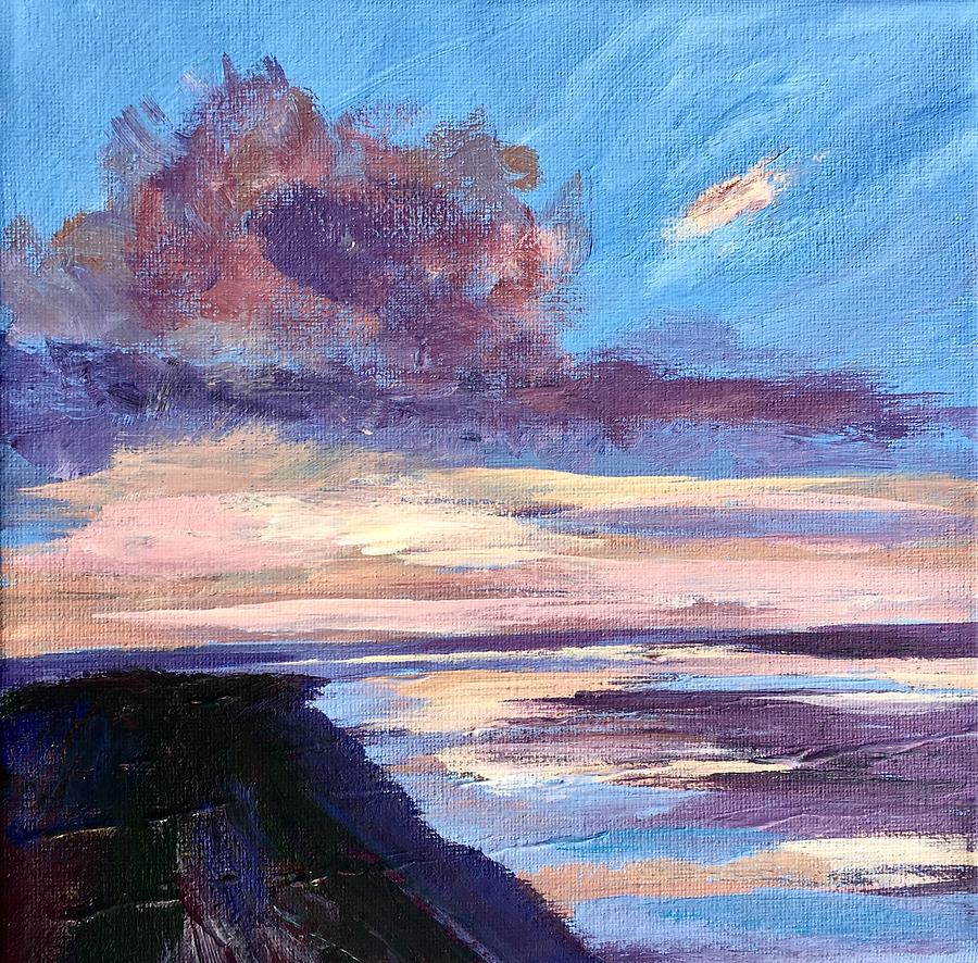 Colourful coastal sunset Painting by Barbara Magor