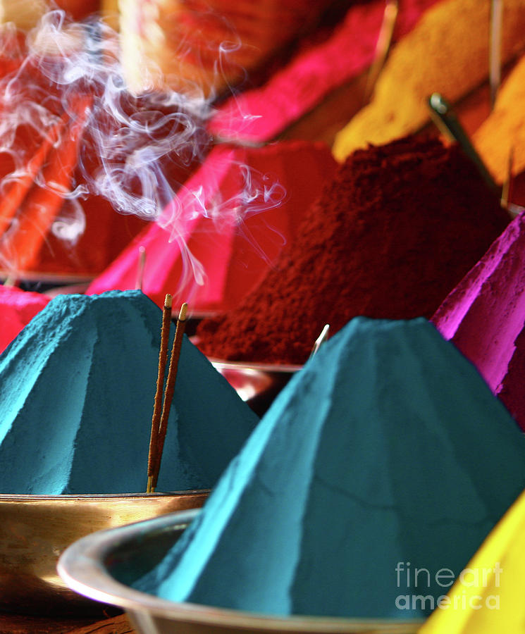 Colourful Dyes And Incense In India Photograph by Sjstar