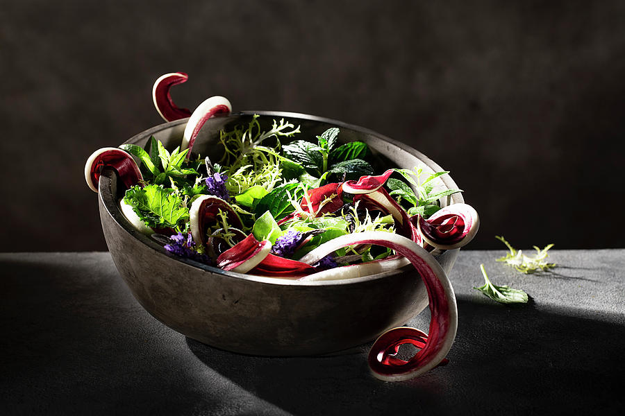 Colourful Leaf Salad With Treviso Photograph by Christian Schuster