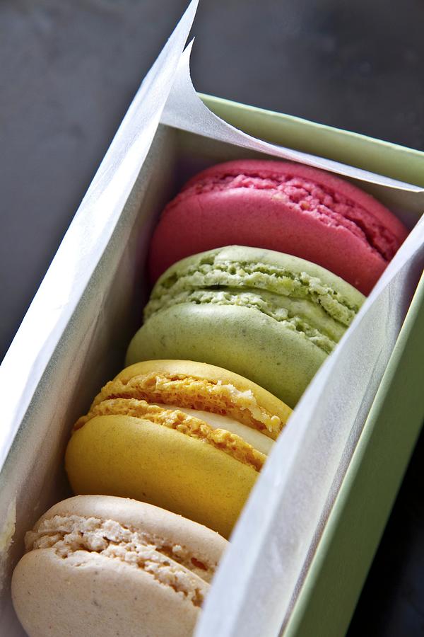 Colourful Macaroons In A Gift Box Photograph by Catja Vedder