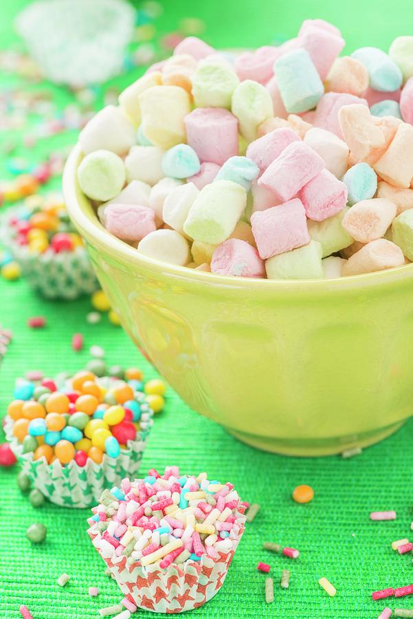 Colourful Mini Marshmallows, Sugar Sprinkles And Sugar Balls Photograph by Hallstrm, Lars