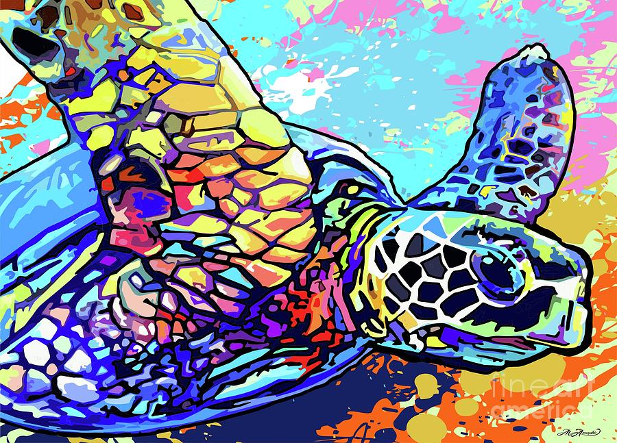 Colourful Sea Turtle Digital Art by Michael Arnephie - Fine Art America