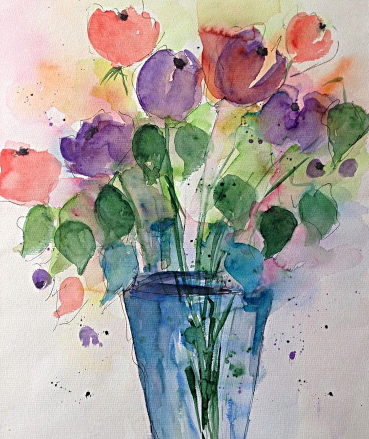 Colourful Spring Bouquet Painting by Britta Zehm