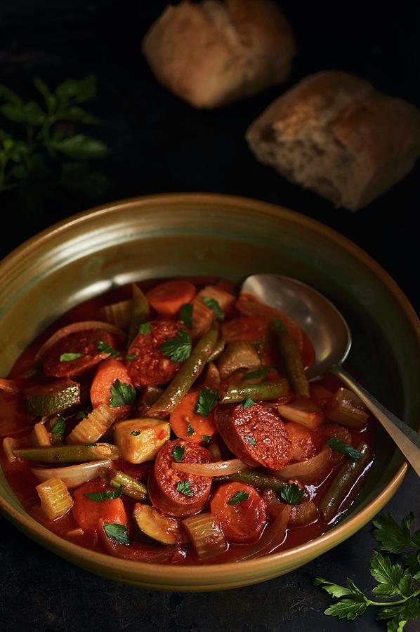 Colourful Vegetable Stew With Chorizo Photograph by Ulrike Emmert