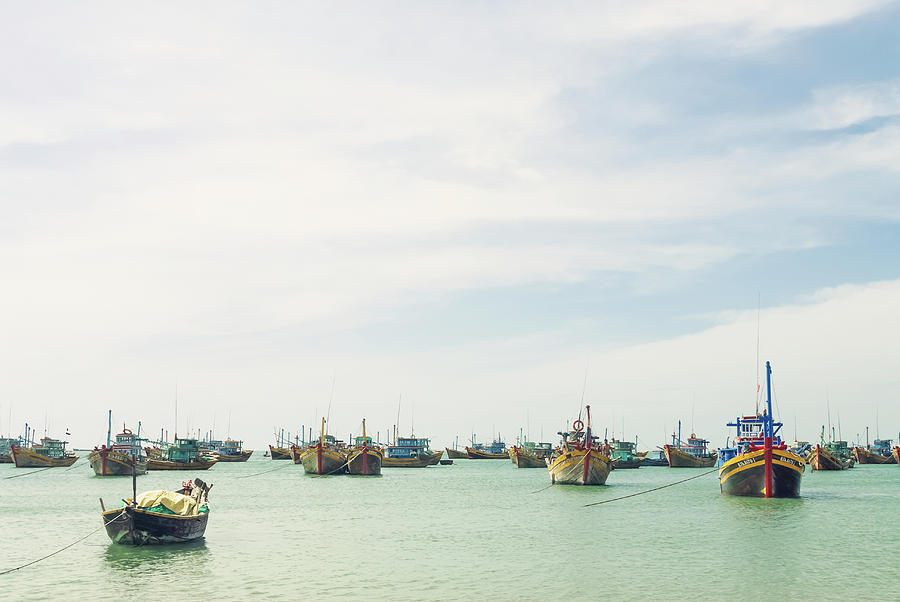 Colourful Wooden Fishing Boats At Mui Photograph by Alex Linghorn