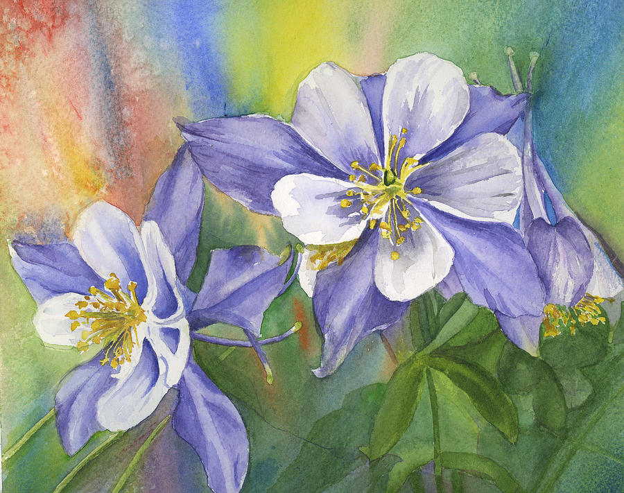 Columbine Patch Painting by Martha Lancaster