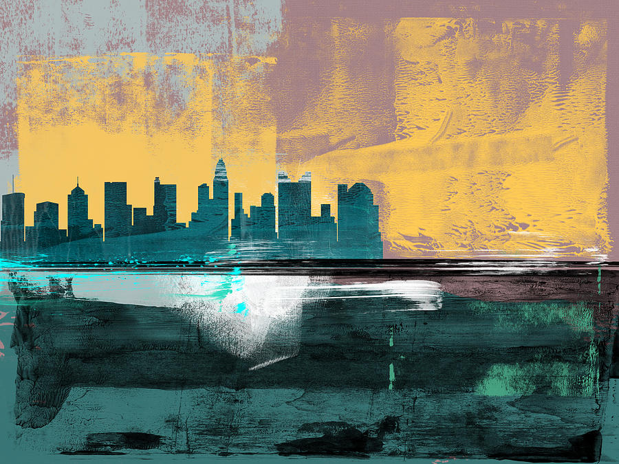 Columbus Mixed Media - Columbus Abstract Skyline I by Naxart Studio