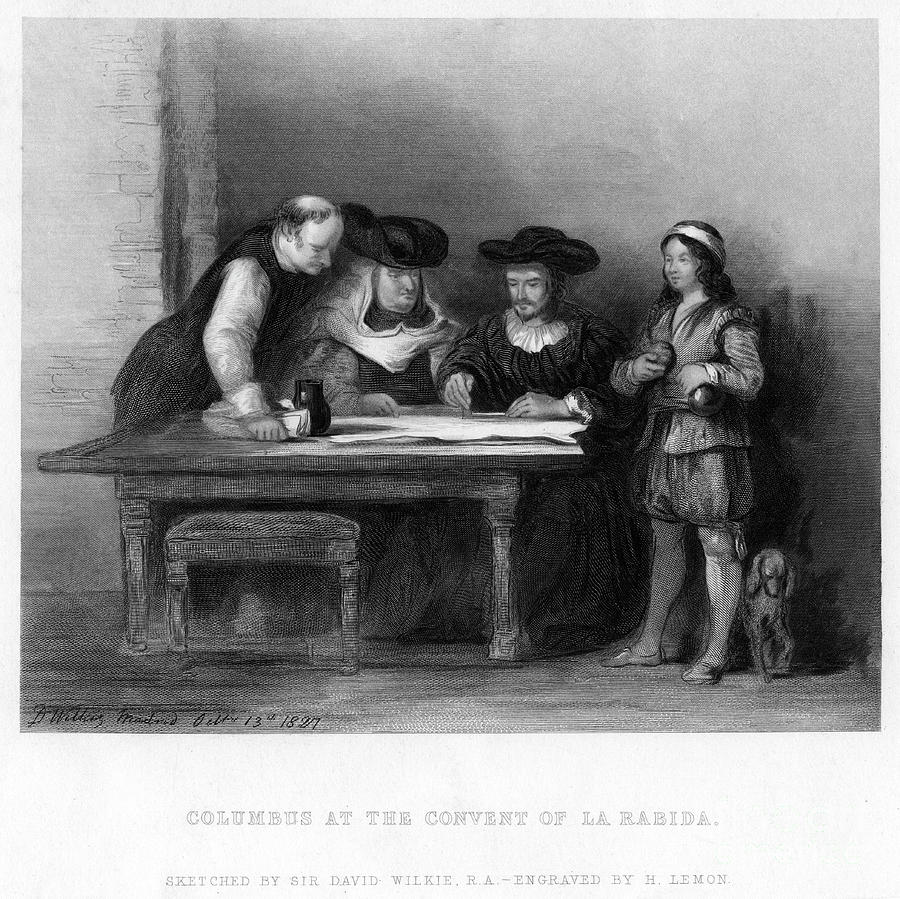 Columbus At The Convent Of La Rabida Drawing by Print Collector