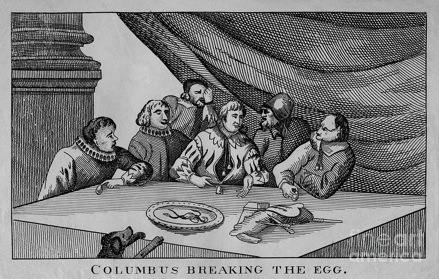 Columbus Breaking The Egg Drawing by Print Collector