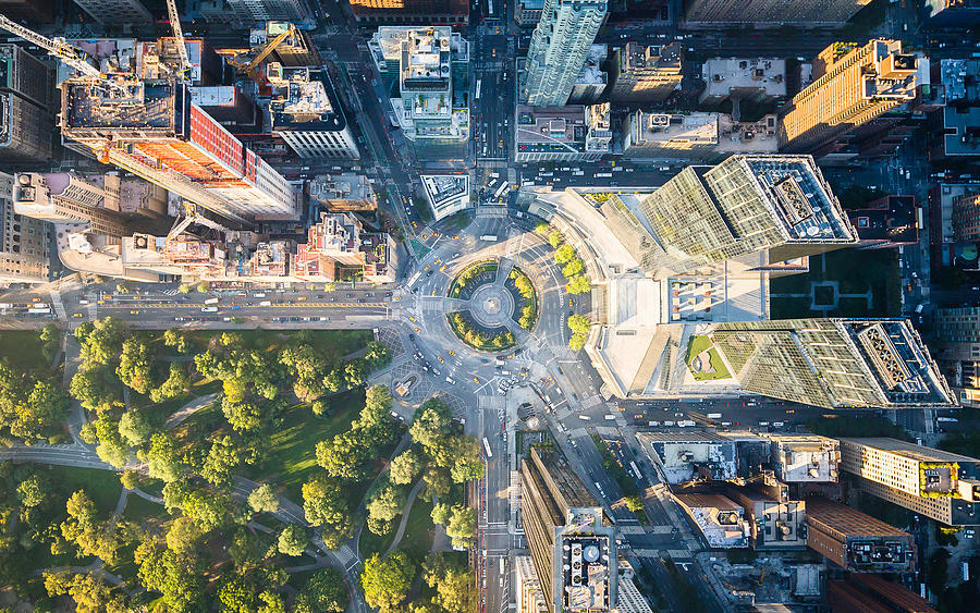 Central Park Photograph - Columbus Circle Aerial by Toby Harriman