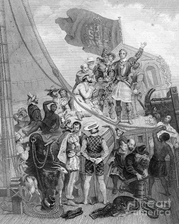 Columbus Discovering America, 1492 Drawing by Print Collector