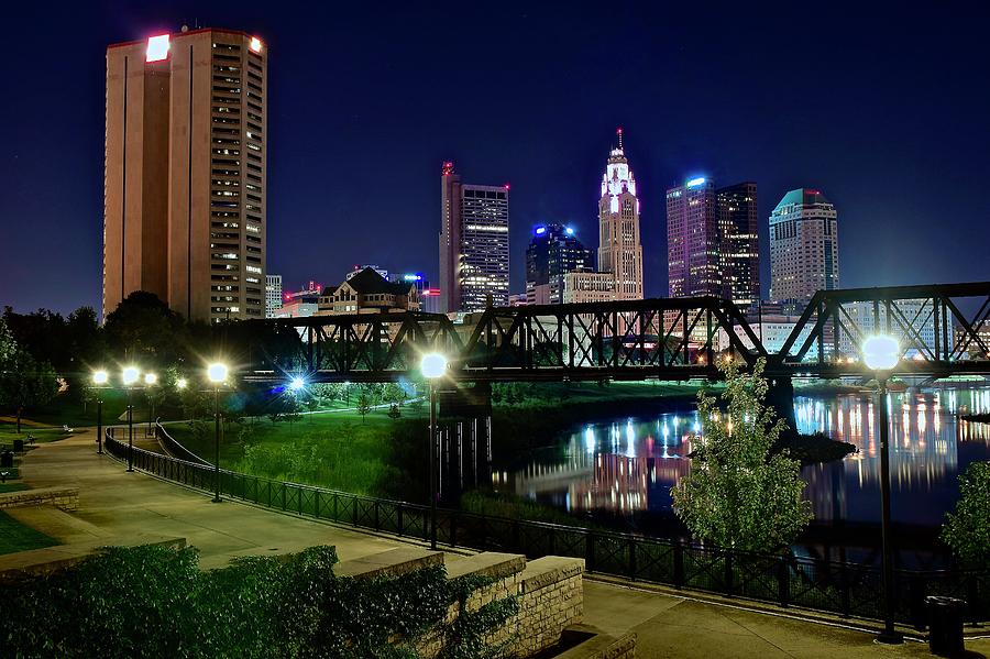 Columbus Night on the Scioto Riverfront Photograph by Frozen in Time Fine Art Photography
