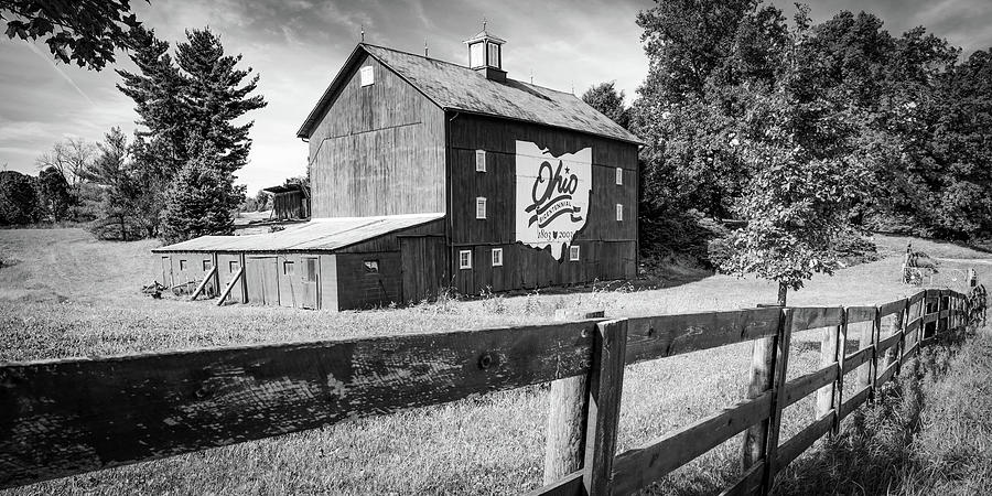 Columbus Ohio Bicentennial Barn Panorama - Black and White Photograph by Gregory Ballos