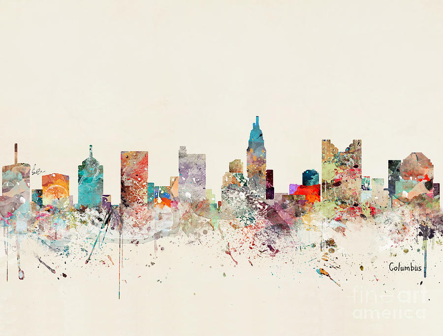 Columbus Painting - Columbus Ohio Skyline by Bri Buckley